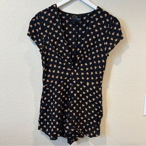 Blue Life Women’s Black patterned short sleeve romper - Small